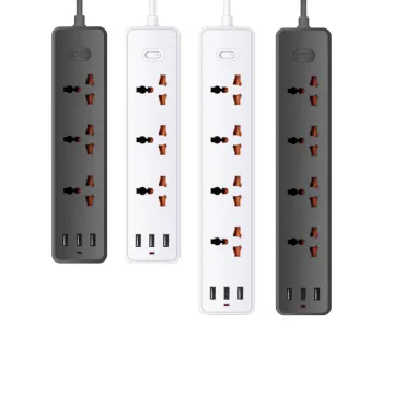 UK Standard Surge Protector Wall Socket Extension Cord with Fuse and Universal Power Strip for International Use