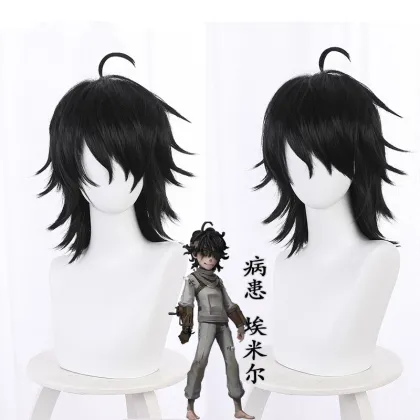Ainizi 40cm Natura Wave Straight Black Cosplay Wig for Identity V