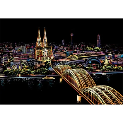 Rainbow City Night Landscape Scratch Art Painting Paper - A5 Size