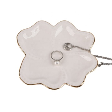 Ceramic Flower-Shaped Ring Holder for Jewelry and Trinkets