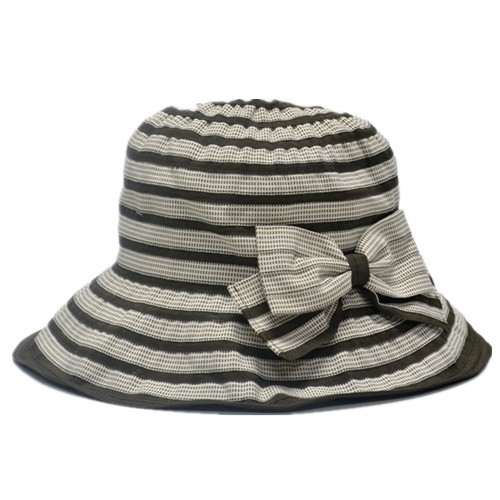 Cappello di Outdoor estate Ladies nero e bianco cintura con fiocco
