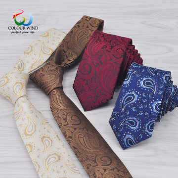 New Brand Paisley Polyester Ties For Men Formal Business Necktie Customized Design Narrow Black Red Tie Vintage Gravatas