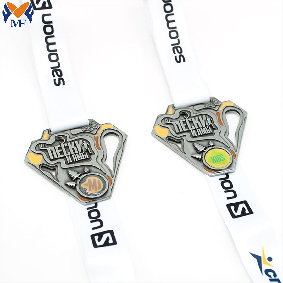 Silver running medal custom for sale