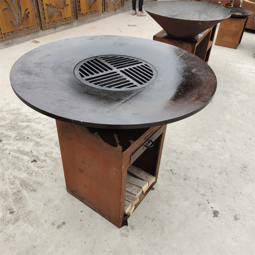 Garden Corten steel fire pit barbecue grill