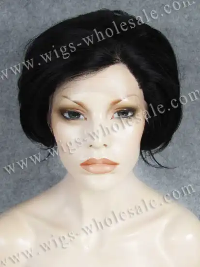 Jet Black Middle-aged Synthetic Lace Hair