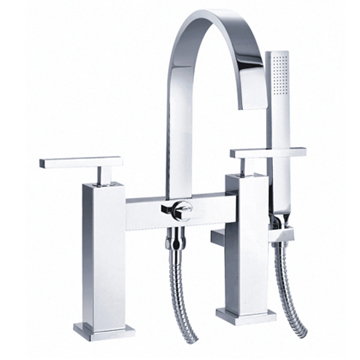 Two-handle deck bath/ shower mixer
