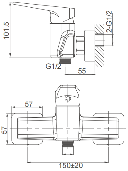 Single lever shower mixer