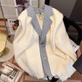 Suit collar stitching cardigan woman