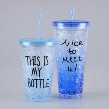 Ice Cool Freezing Gel Double Wall Drinking Cup Mug with Cover: Keep Drinks Cold and Convenient