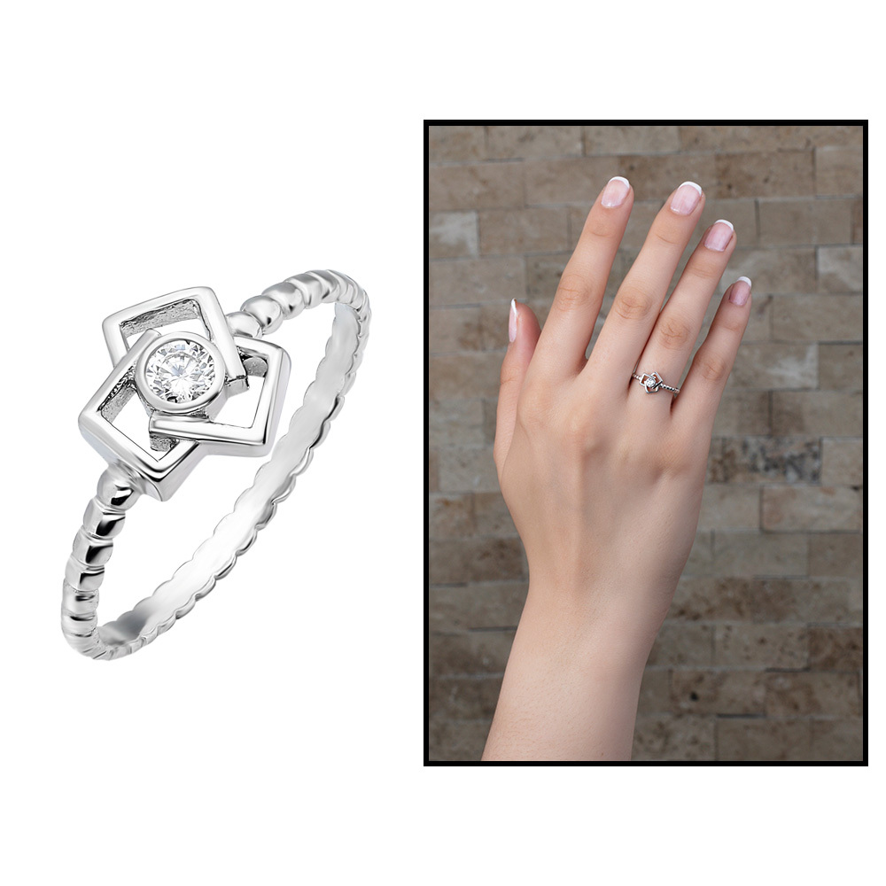 Tesbihane Broad Bean Design 925 Sterling Silver Women Engagement Ring