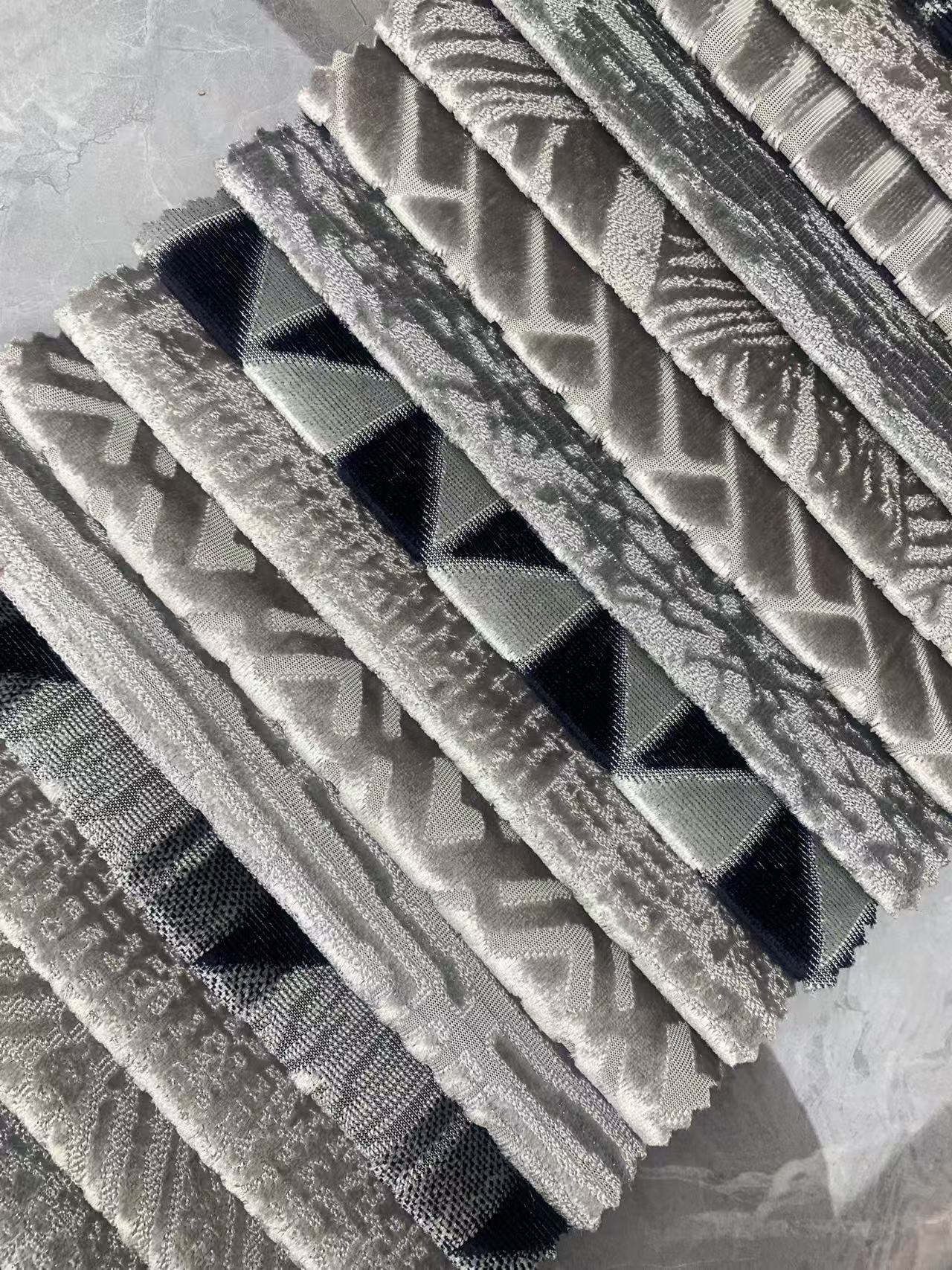 Multi-patterned Geometric Modern Velvet Upholstery Fabric