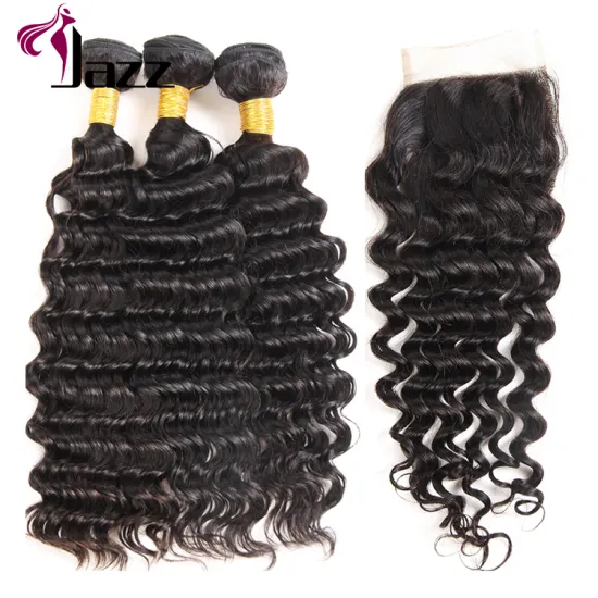 deep wave malaysian hair bundles with lace frontal