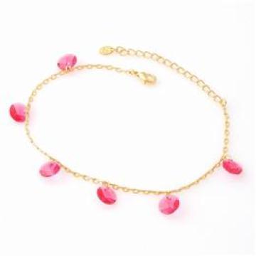 Fashion Copper Real 14K Gold Plated Anklet with Swarovski Crystal