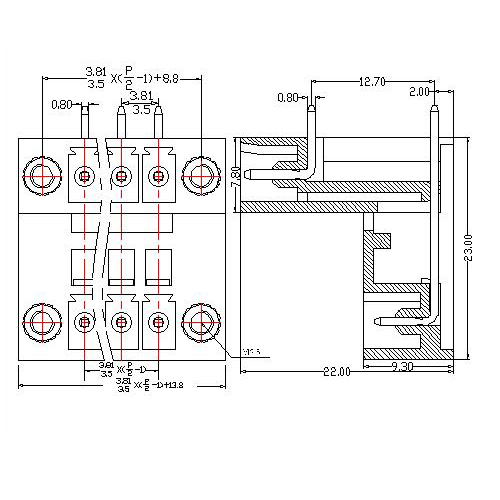 AT2500TR-3.5／3.81XXX-EFS Plug-in Terminal Block Right-Angle WF Pitch3.5／3.81 