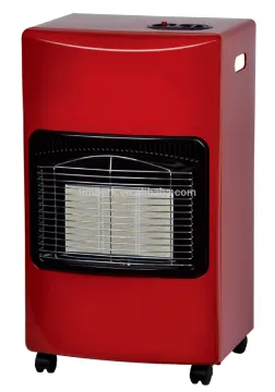Patio gas burning radiator heater with castors