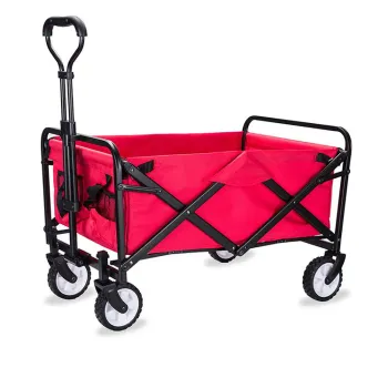 Collapsible Metal Shopping Wagon with Wide Wheels for Beach and Cart Needs