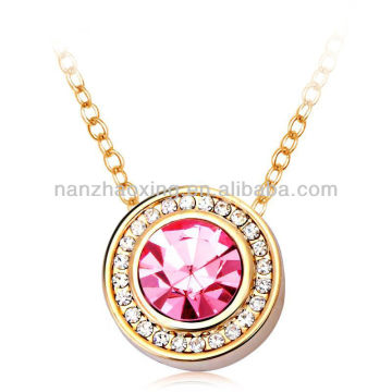 OUXI 2014 fashionable Round rotating pendant necklace with Austrian Crystals 10377