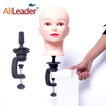 AliLeader Wholesale High Quality Small Black Mannequin Head Stand Clamp Canvas Head Table Holder