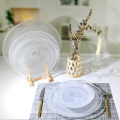 Wholesale White Cloudy Glass Plate Serving Dish Tableware