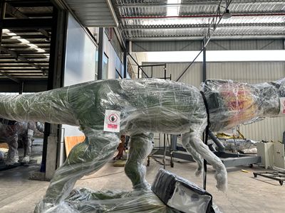 packing animatronic dinosaur