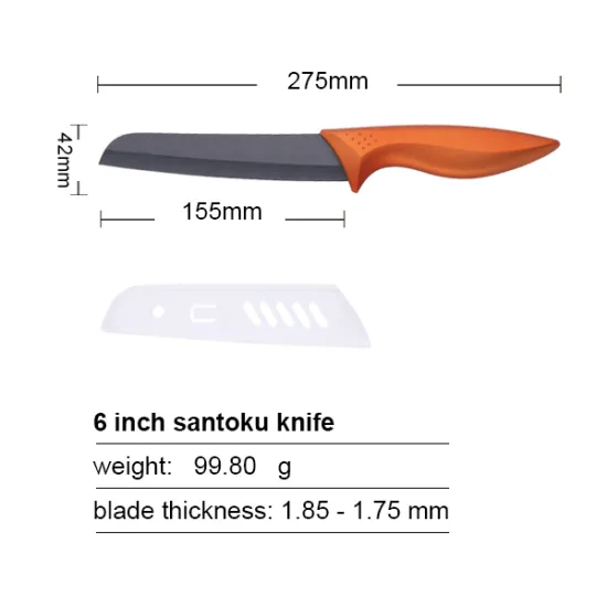 Copper Handle 6 Inches Black Ceramic Chef Knife