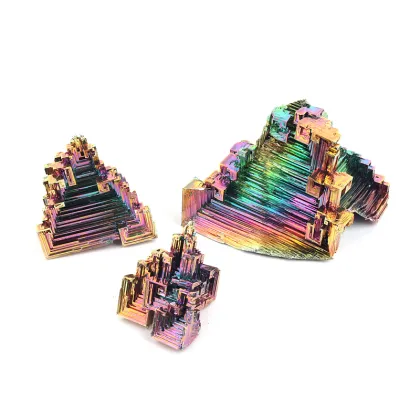 Bismuth Crystal Pyramids for Home Decoration