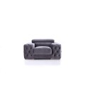 Velvet Chesterfield Sofa with Adjustable Headrest