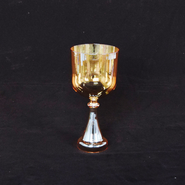 Q're Clear Golden Handle Crystal Singing Bowl