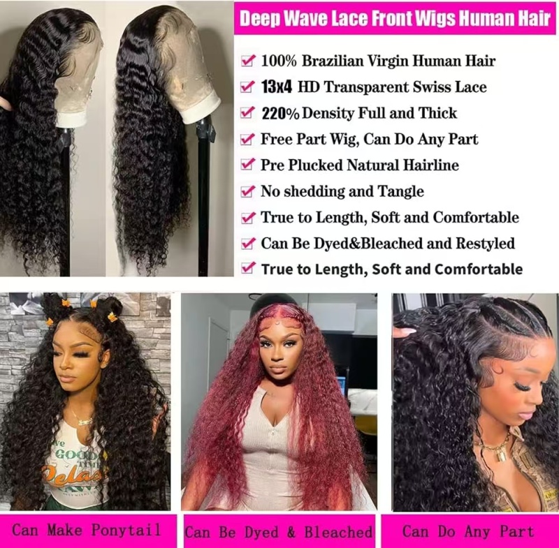 26 Inch Deep Wave HD Lace Front Wig