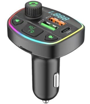 เครื่องส่งสัญญาณ FM พร้อมการชาร์จรถยนต์การ์ด TF และเครื่องเล่น USB สำหรับระบบเสียงยานพาหนะ