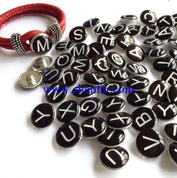 wholesale alloy letter A-Z glass snap button charms jewelry for Making fashion jewelry