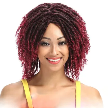 MAGIC curl 13.5 Inch High Temperature Fiber Dreadlock For Black Women Ombre Burg Crochet Twist Hair Soft Short Synthetic Wigs