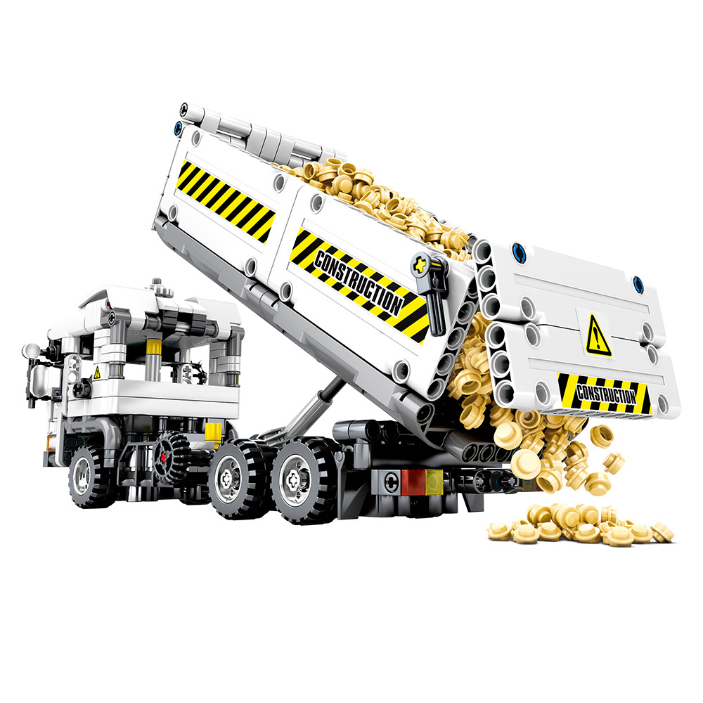 Model Block City Engineering Vehicle Shovel Loader Tip Truck Crane Car Carriage Drill Construction Bricks Toys