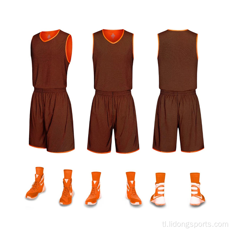 Pakyawan murang 100% polyester reversible basketball jersey