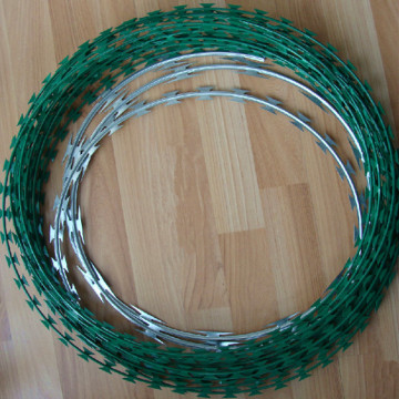 green PVC coated concertina razor wire