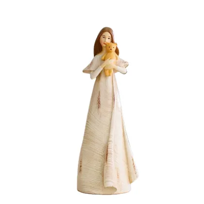 Wholesale European Angel Statues: Motherly Love, Woodcut Designs, Resin Bears Hugging Characters - Celebration Souvenirs