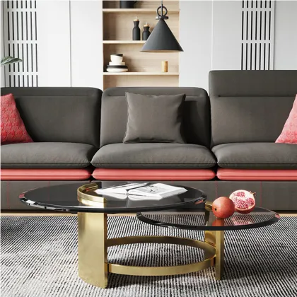 Lacquer Marble White Stainless Steel Coffee Table