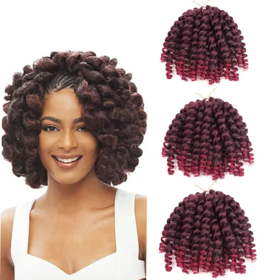 Wholesale Wand Curl Crochet Braid Hair Extensions Curly Wand Braiding Hair Curler 8inch Synthetic Fiber Ombre Color Black Blonde