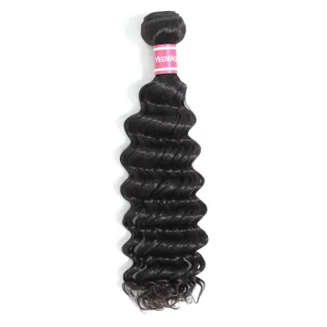 Yeswigs Top 10A Deep Wave Remy Indian Virgin Human Hair Weave One Bundle Natural 1b Color Deep Curls Indian Raw Hair Extension