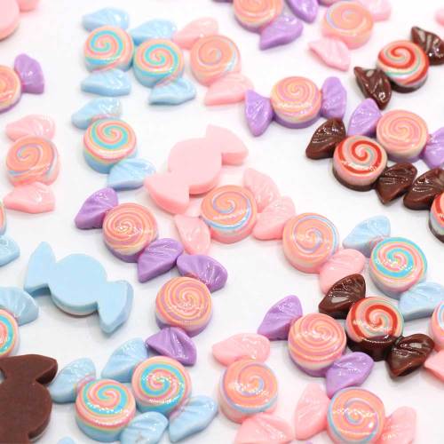 New Charm Flat Back Sweet Mini candy Shaped resin Cabochon 100pcs/bag For Handmade Craft Ornaments Beads slime