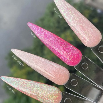 ผงเล็บอะคริลิคแบบกำหนดเอง - สีชมพูสีชมพูและสีเทอร์เทอร์