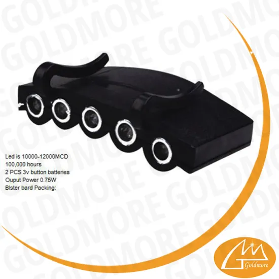 Goldmore2 5LED Plastic le Cap Hat Light 2*CR2032 Battery Powered 5 LED Fishing Light Hat Light Sale Black LED Headlamp