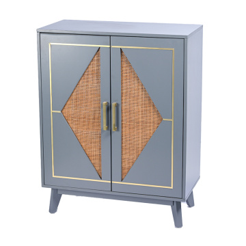 Premium Double Door Cabinet with Tenghua Leather Accents