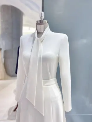 White Bow Midi Cloud Tide Collar Ode