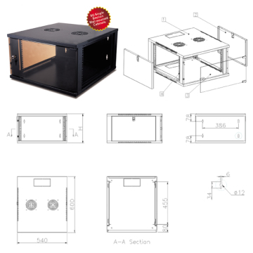 19" 6u/9u/12u/15u/20u/25u Sq Wall Mounted Network Cabinets