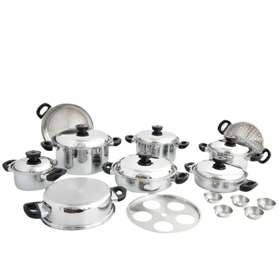 21Pcs Stainless Steel Cookware Set with Egg Cup - 304 Surgical Steel Pots and Pans for Kitchen Cooking