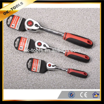 OK-tools ratchet handle,72T, curved handle with pear-type handle, 40cr+crmo material, PP+TRP handle, good quality ratchet handle