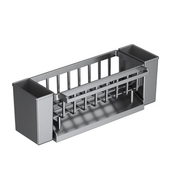 Multi-Function Kitchen Sink Organizer: Sponge Holder, Drain Tray, Dish Cloth Hanger, Soap Dispenser & Storage