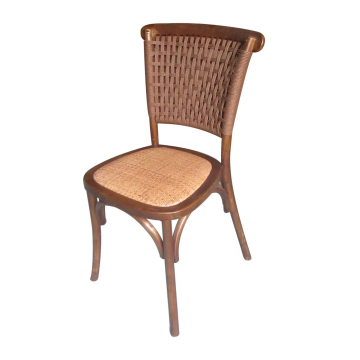 Mrs. Woods Good Price Antique Nordic Style Toon Wooden Rattan Cushion Accent Chair - Stackable