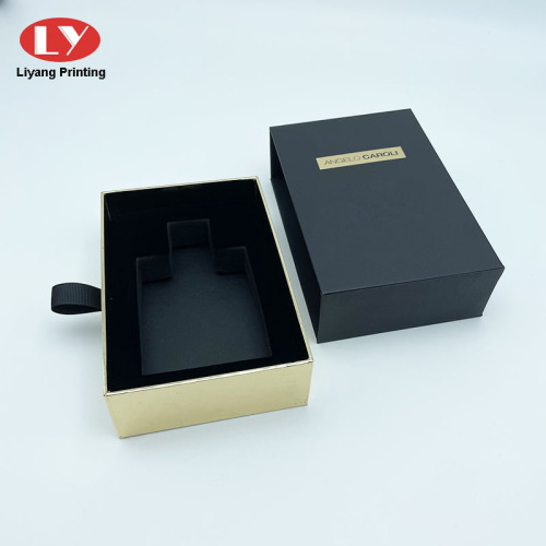 Texture Paper Drawer Custom Logo Black Perfume Box